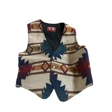 True Grit Vintage Southwestern Tapestry Vest Mens Size 4 Small Aztec Cowboy