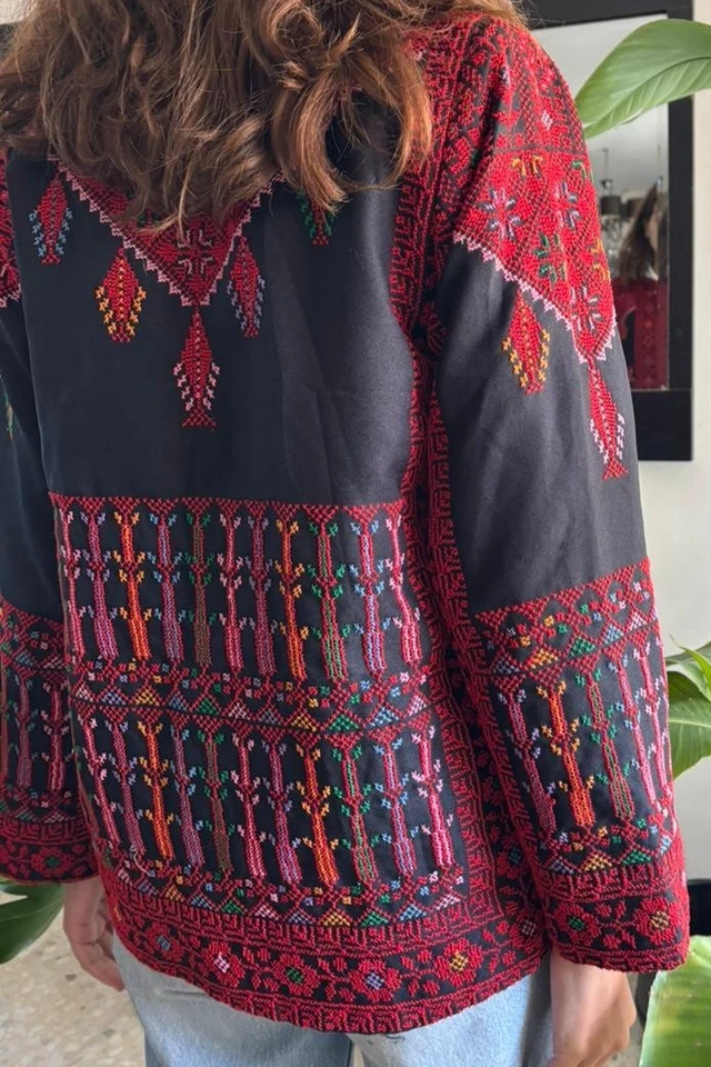 Chaqueta árabe palestina hecha a mano 100% bordada - bordada Foto 2 de 4