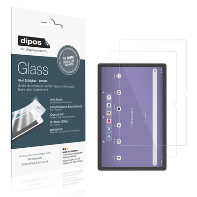 2x Schutzfolie für Mediacom SmartPad Azimut 4 - Anti-Shock 9H Folie dipos Glass
