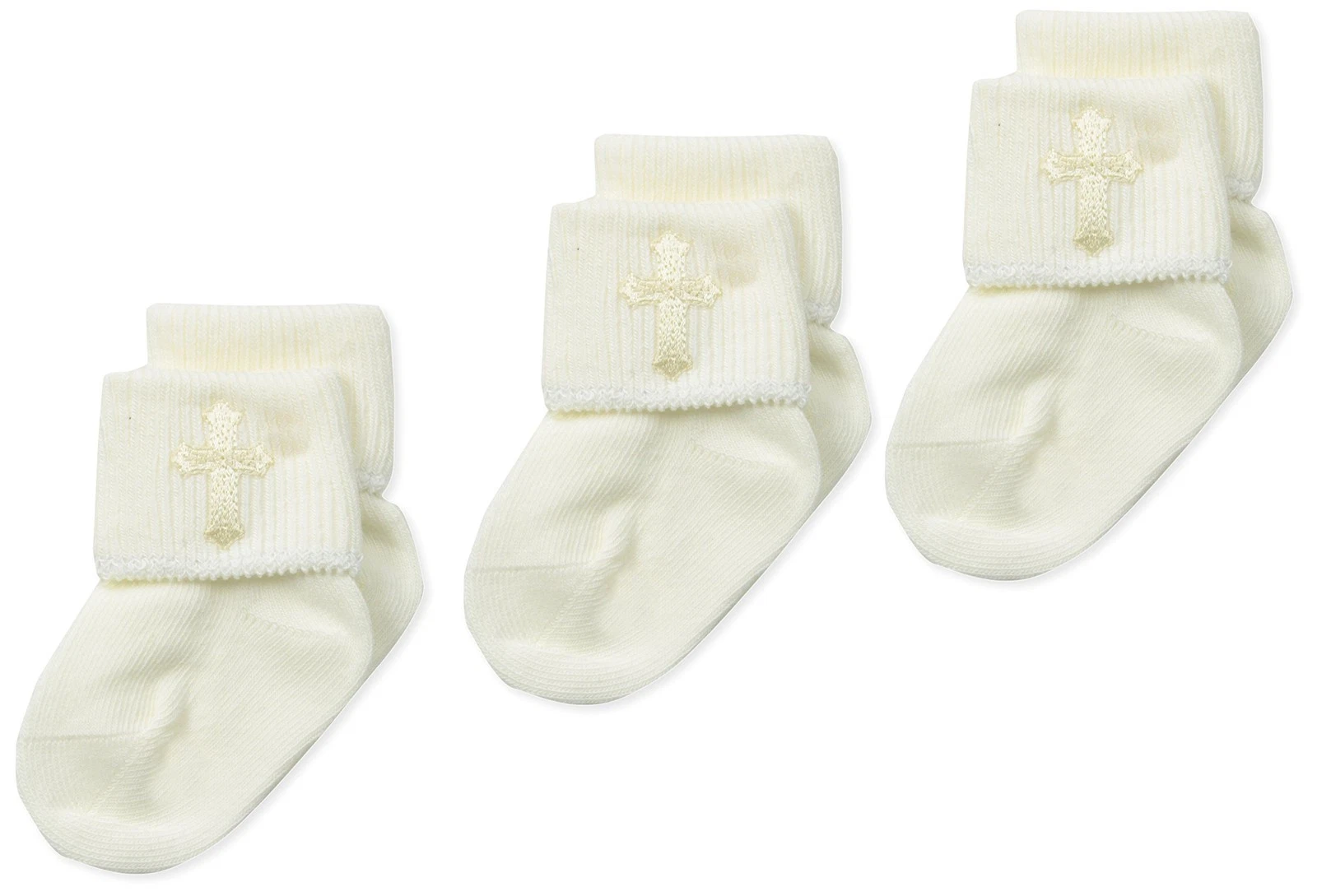 3 Pair Pack Unisex Baby Newborn Christening Turn Cuff Socks Cotton Soft Gift