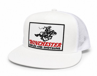 WINCHESTER PATCH ON SNAPBACK TRUCKER HAT MESH BACK UNISEX WHITE