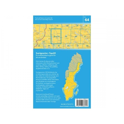 Sweden Hagfors - Outdoor map 64 1:50K walking hiking SALE - 50% OFF - Picture 3 of 4
