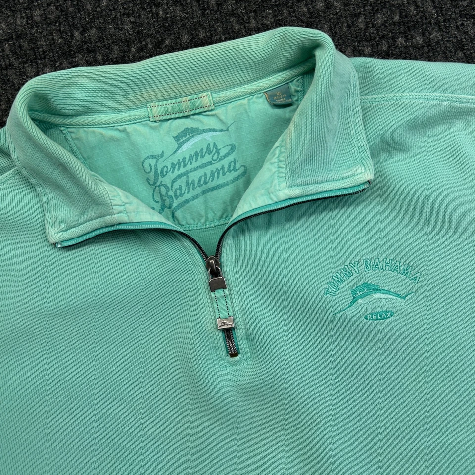 Tommy Bahama Womens ¼ Zip Pullover Sweater Mint Green XL Casual Beach Resort - Image 2 of 4