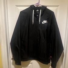 Nike Windrunner Windbreaker Jacket Womens M Black Hooded Full Zip Athleisure