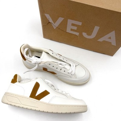 Veja V-12 Leather Sneakers Extra White Camel Suede Logo XD0202322A Womens 6