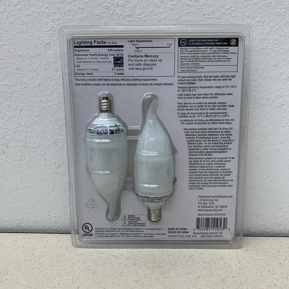 NEW Soft White Light Bulb Candelabra Bulbs 7 Watt B10 Energy Saver - Image 2 of 3