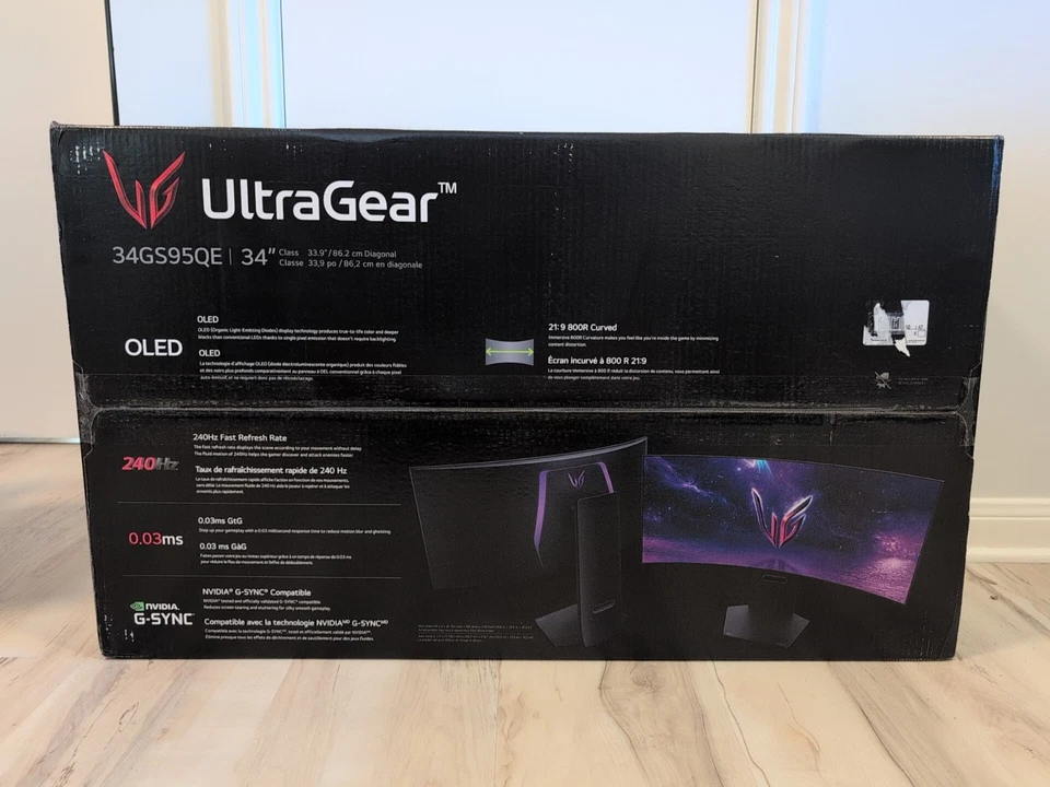LG UltraGear 34" OLED Curved Monitor. 240Hz 0.03ms FreeSync / Nvidia G-SYNC -NEW - Image 4 of 4