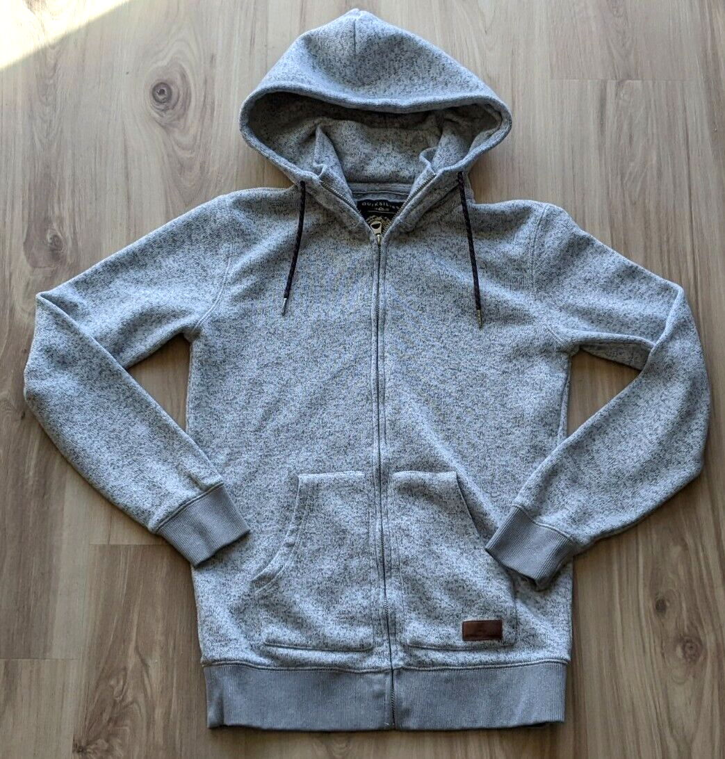 Quiksilver Keller Full Zip Hoodie Gray Mens Small Fleece Jacket Sweatshirt