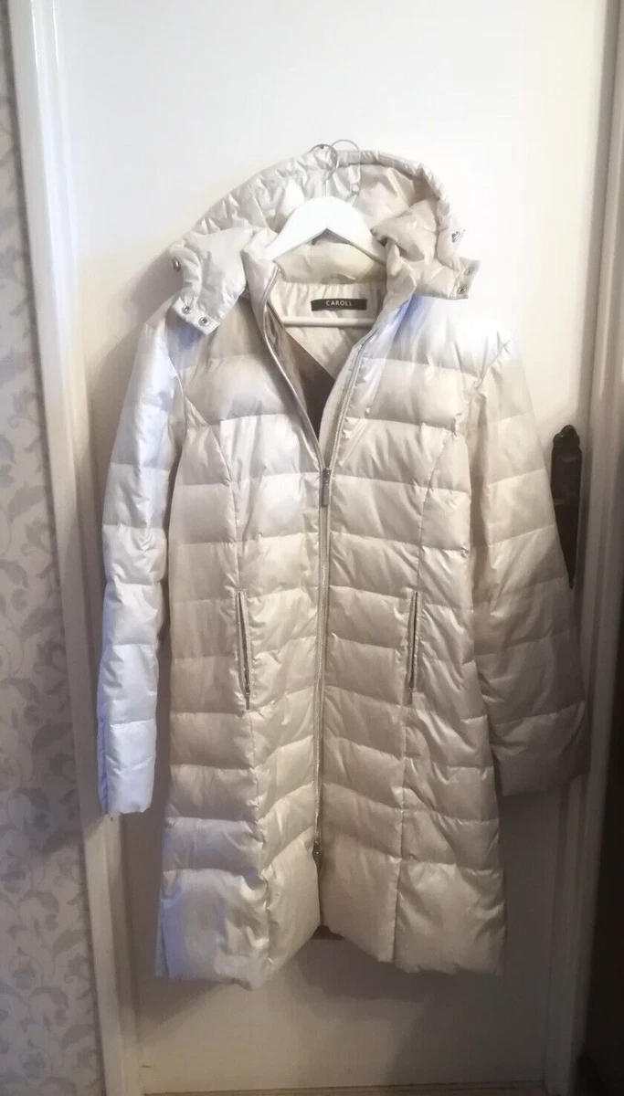 Superbe manteau CAROLL doudoune blanc nacr Taille L 42 44