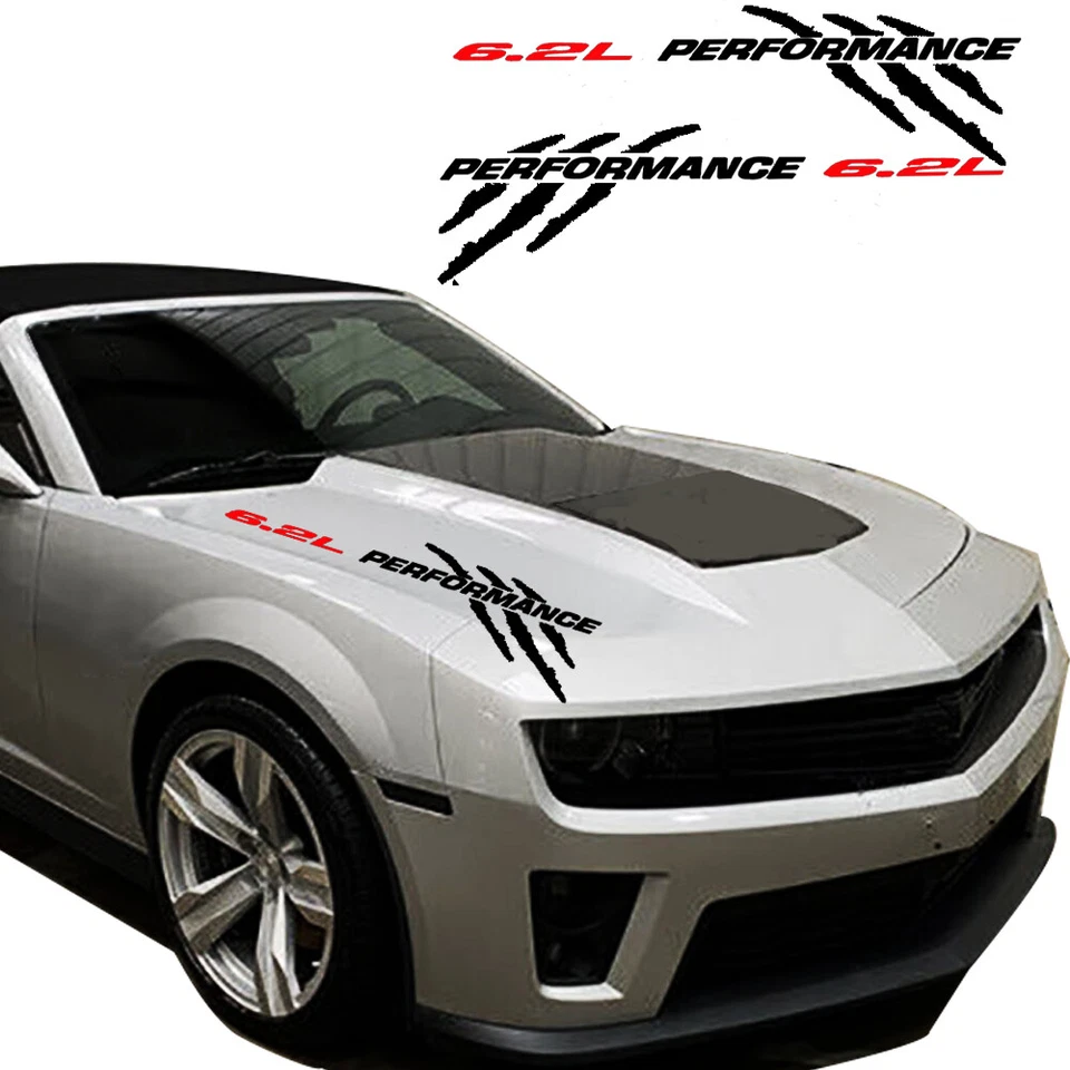 6.2L Performance Car hood Claw Decals for Chevrolet Camaro Silverado GMC 2pcs - Image 4 of 4