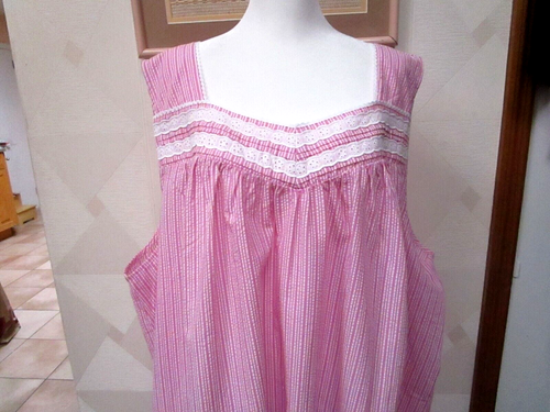 CROFT&BARROW-PINK/WHITE-STRIPE-SLEEVELESS-SQUARE-NECK-NIGHTGOWN-SIZE-4X-NWT - Picture 2 of 3