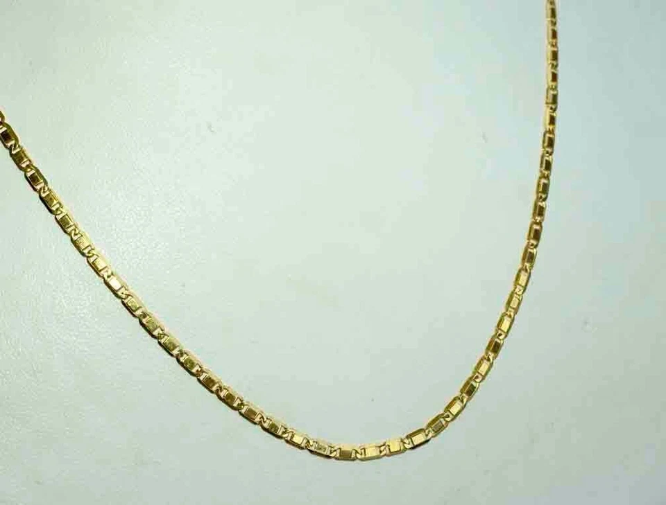 60 cm Halskette Plättchenkette 750 Gelbgold 18 KT Gold Kette Herren Unisex👍WOW - Bild 3 von 4