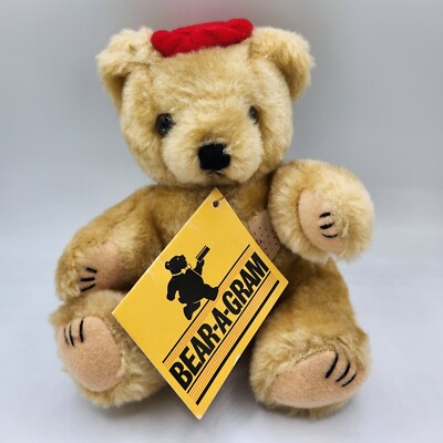 Vintage Bear-A-Gram Message Plush Stuffed 1985 Teddy Get Well Soon 