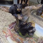 DWK Cute Brown Black Bears in Tree Wine Bottle Holder 9” Tall NEW