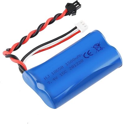 Batterie LiPo 7.4V 1500mAh Pour Voiture RC, Bleue, Longue Durée - Remplace SM-2P