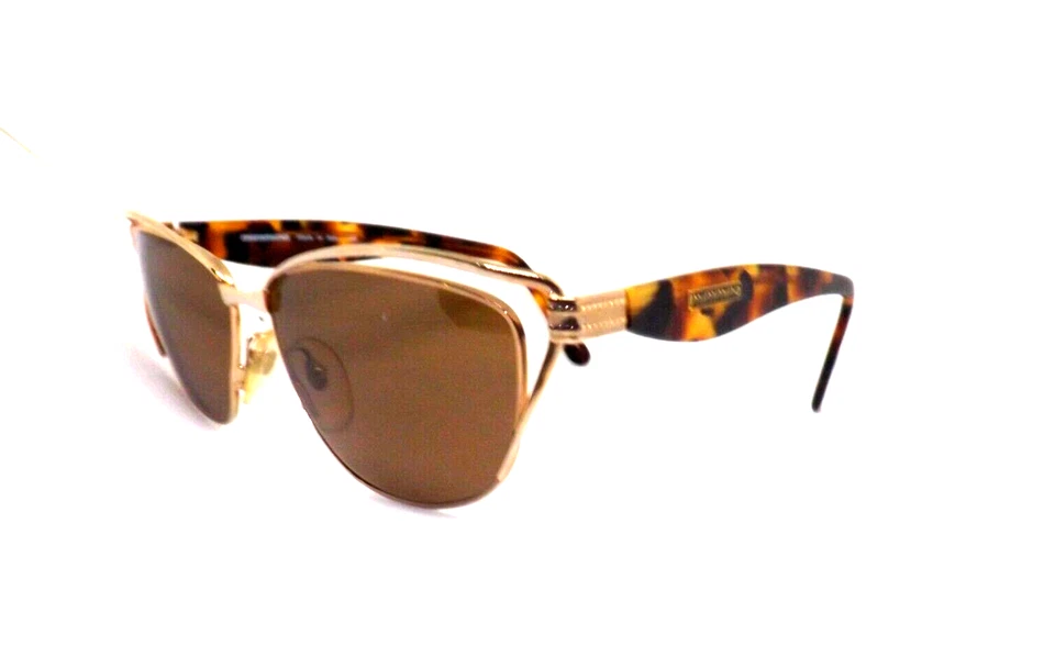 Lunettes De Soleil Femme Métal Années 80 Made In Italy Marron Or Neuf Mimmina - Photo 2/4