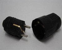 10 X PVC Schuko Kupplung U. Stecker Set Bruchfest Schutzkontakt Schwarz