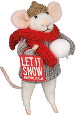 Primitives by Kathy Felt Mouse Let It Snow Critter Christmas Holiday Ornament