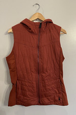 New W's Smartwool Smartloft Full Zip Hooded Vest Pecan Brown Size Medium