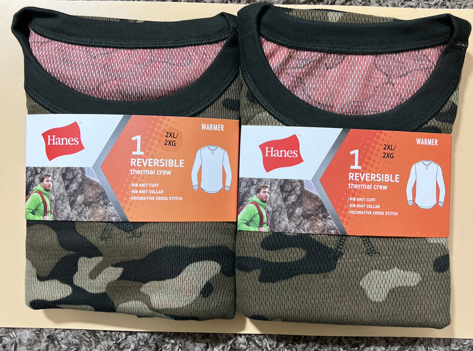 2 (two) Hanes Men's Thermal Crewneck Top Size 2XL eBay