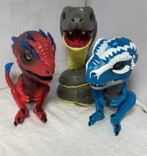 WowWee Fingerlings Lot Of 3, 2 Dinosaurs And 1 Snake Tested