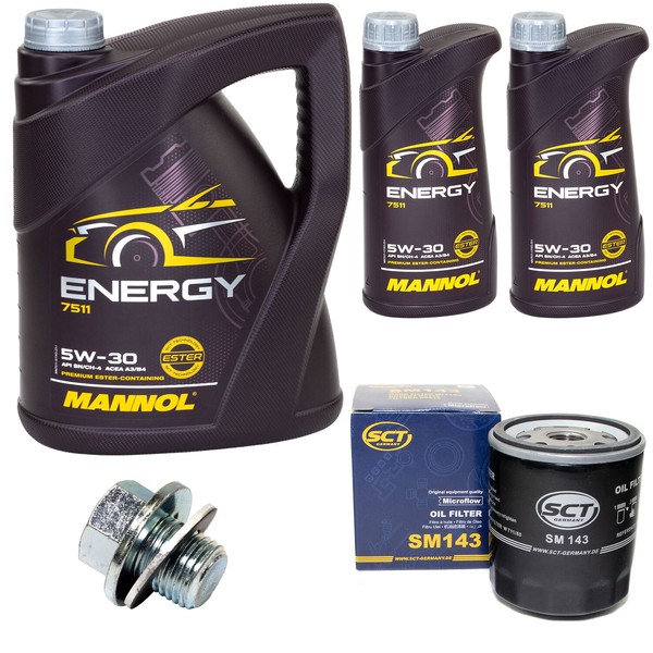 MotoröL Set Mannol Energy 5W-30 7 Liter + ÖLfilter + Schraube FüR Lexus Toyota-image