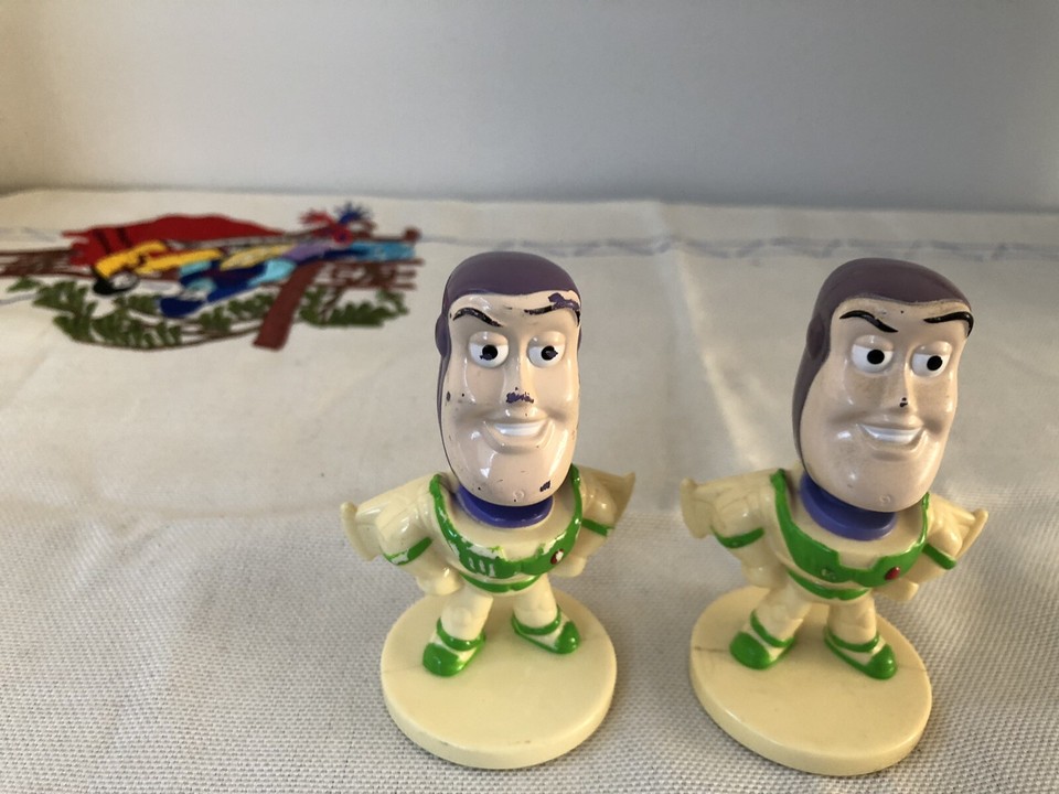 2 X Buzz Kelloggs mini Bobble Head Figure Toy Story Disney Cake Topper