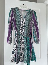 Loft Floral Stripe Belted Mini Dress - Size 12 Petite