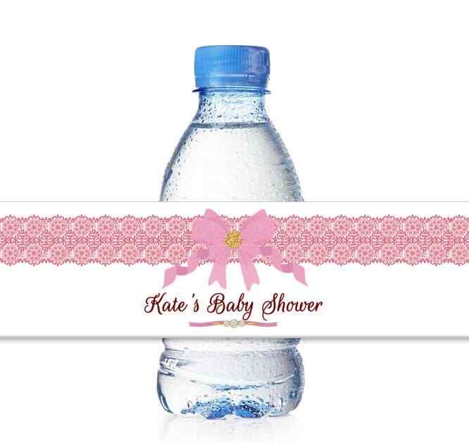 25 Personalized Girl Baby Shower Water Bottle Labels Wraps