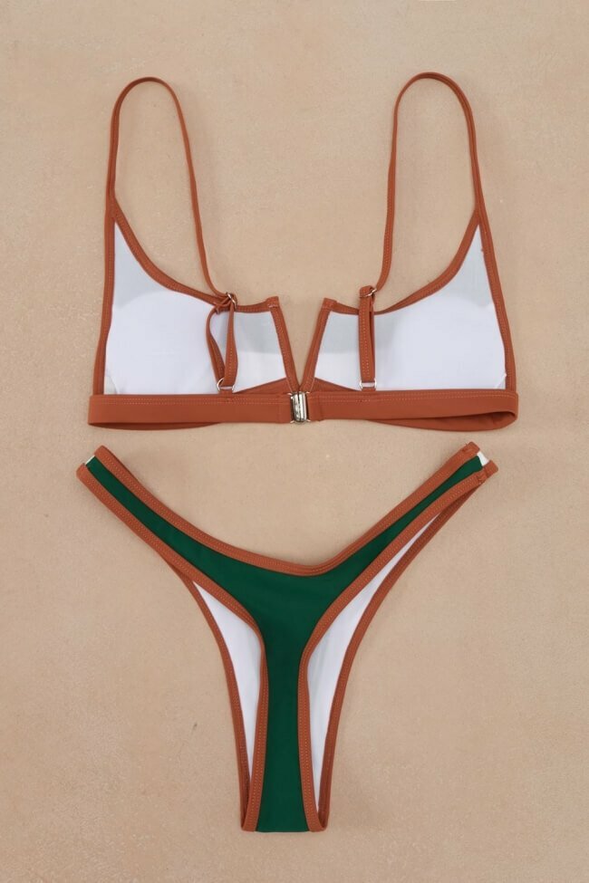 Women Sexy Vintage Retro Bikini String Swimsuit Brazilian Thong Green
