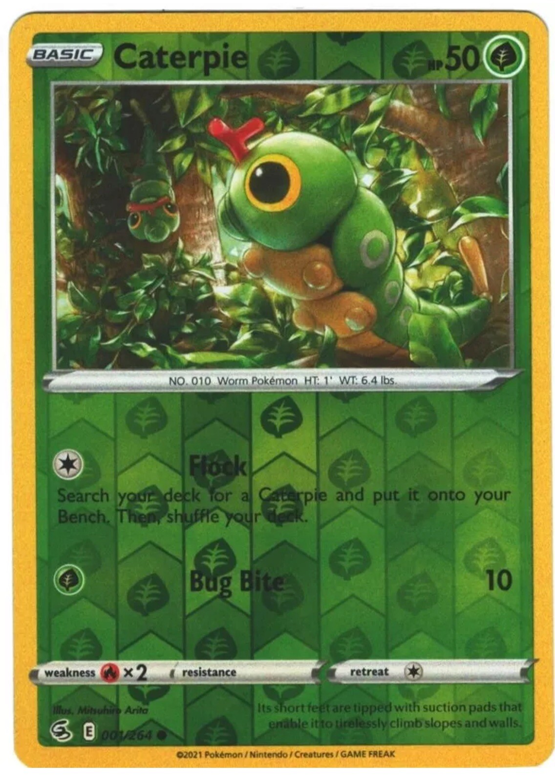 Caterpie 1/264 Fusion Strike Reverse Holo Common Pokémon TCG