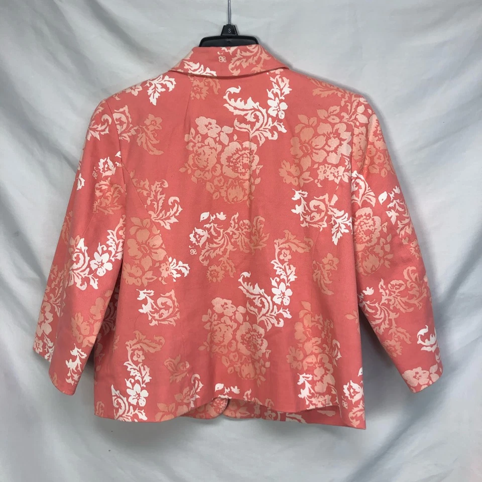 Studio Works женский костюм куртка оранжевый белый цветочный эластичной с подкладкой миниатюрный PL - Изображение 2 из 4