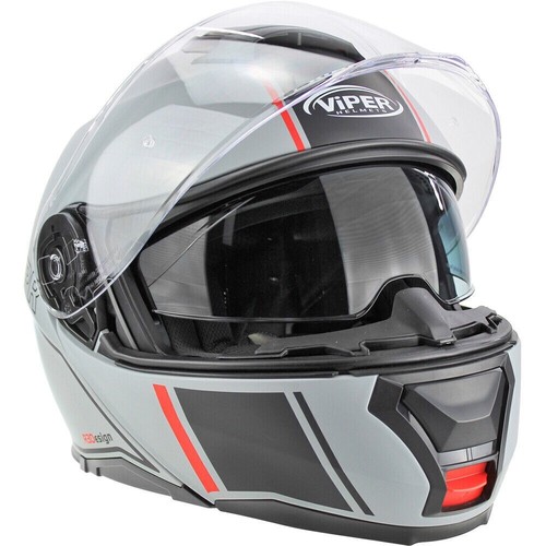 ViPER DUAL VISOR RS-V191 BLINC BLUETOOTH FLIP FRONT MOTORBIKE HELMET METEOR GREY - Picture 4 of 5