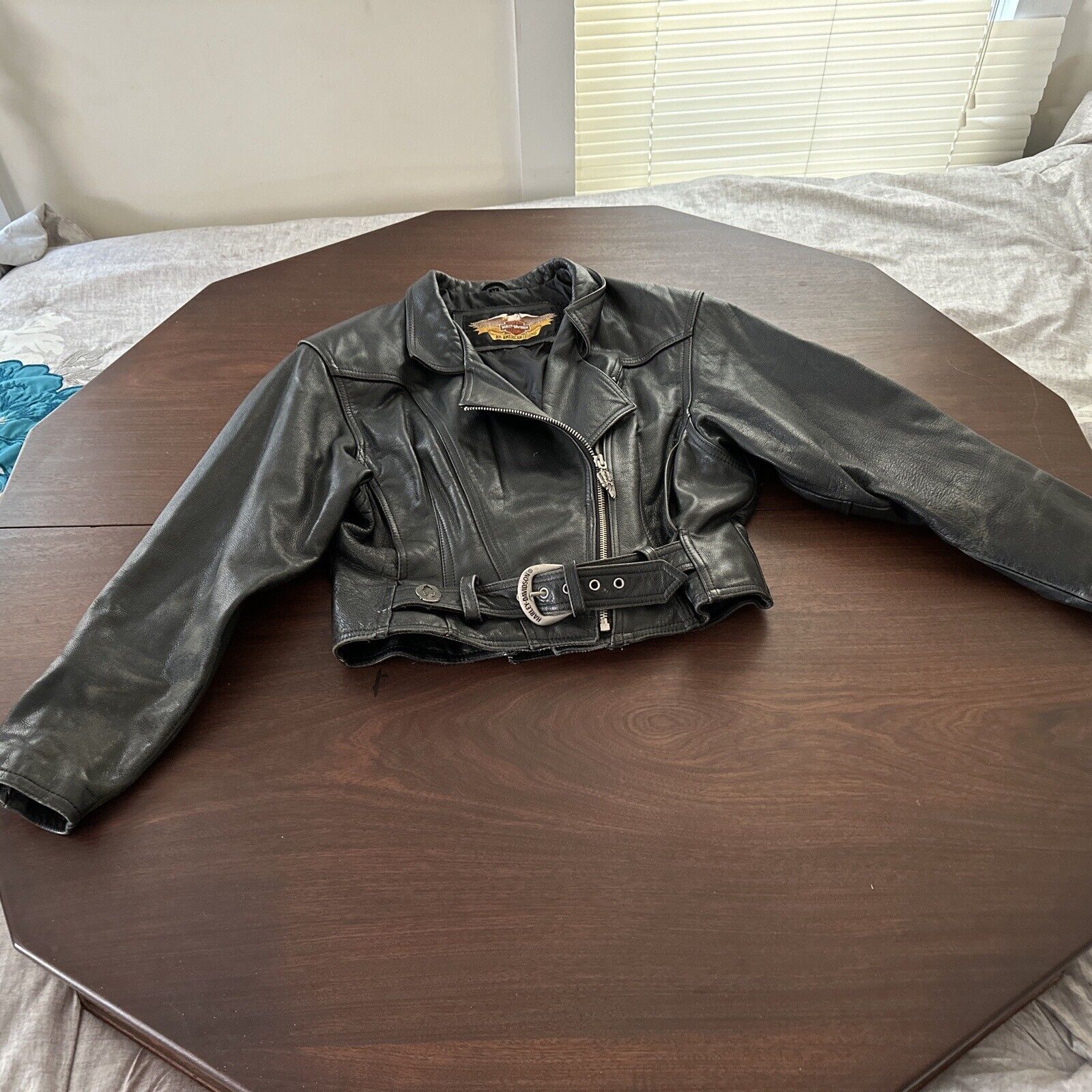 Vintage 90's Harley Davidson Womens Leather Jacket - Size W/M Studs Buckles