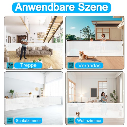 Neu Treppenschutzgitter PVC Ausziehbar 150cm 180cm 300cm Türschutzgitter Kinder - Bild 10 von 17