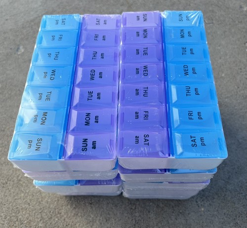 Large Pill Organizer 7 Day 2 Times a Day Weekly Pill Box AM PM Case, 10 Pack