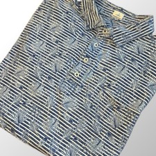 Johnnie-O Polo Men's XXL Oceanside Blue  White Print Hangin' Out Freddie Shirt