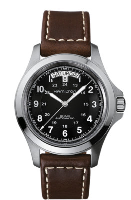 Hamilton Khaki Field King Auto Black Dial Leather Band Men's Watch H64455533