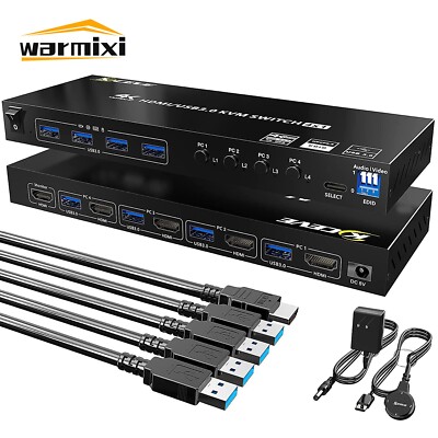 KVM401A 4K Ultra HDMI/USB3.0 4x1 HDMI Switch 4 Port with Wired Remote Control