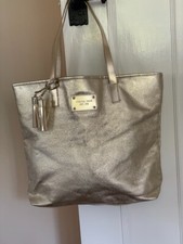 MICHAEL KORS Gold Metallic Large Tote Gym Beach Bag - Good Used Condition
