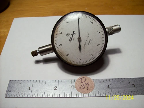 Mitutoyo Jeweled Dial Indicator No. 2802- .0001”-.025”, Lug Style Mount. V.G.C.