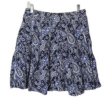 Tommy Hilfiger Skirt Womens 10 Navy Blue Paisley Cottage Core Pleated Vintage