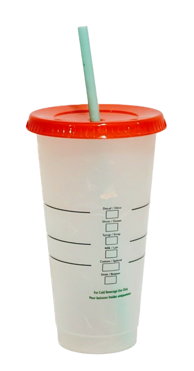 Starbucks 2021 Color Changing Confetti Swirl 24 oz Reusable Cold Cup Orange  Lid | eBay