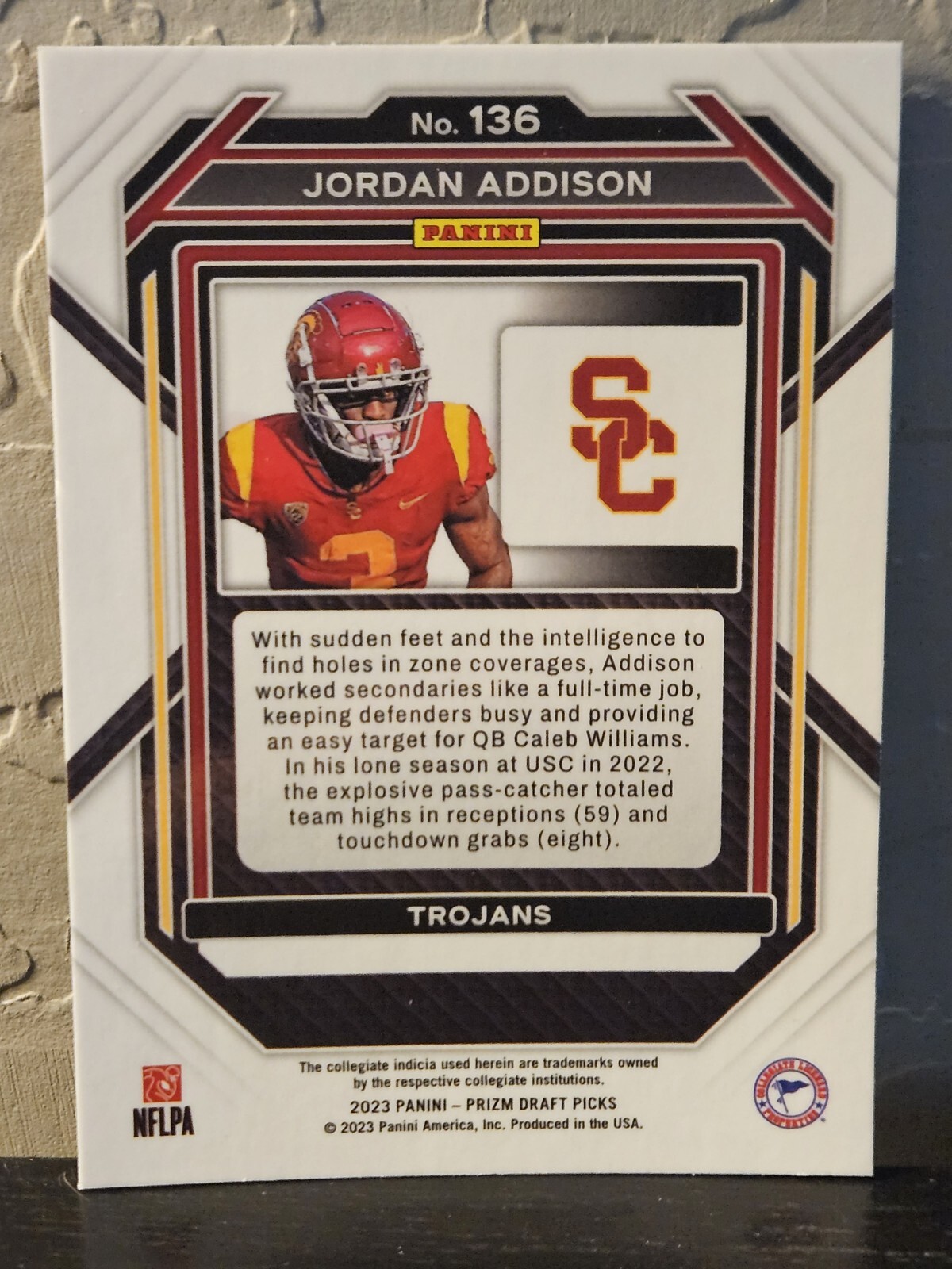 2023 Prizm Draft Picks, Jordan Addison RC 136 USC Trojans Minnesota
