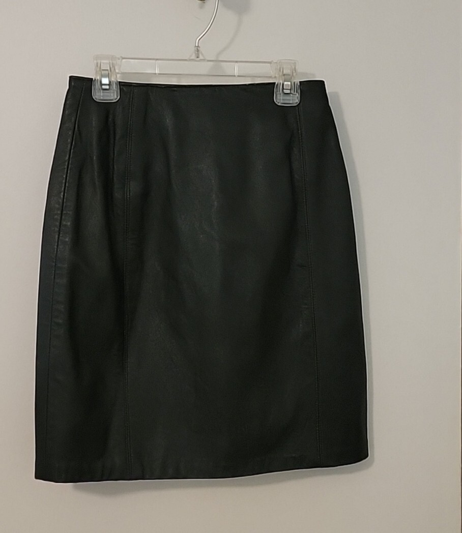 La Nauvelle Renaissance Size 0 Black High Waisted 100% Leather Pencil Skirt BM