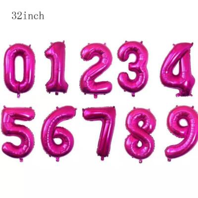 32'' Giant PINK Foil Number 0-10 Air Helium Birthday Wedding Party Balloons