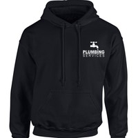 Plumbing Services Mens Hoodie Ladder Work Wear Sink Tap Plug Elbow Bend Washer Plumbing Services Mens Hoodie Ladder Work Wear Sink Tap Plug Elbow Bend Washer