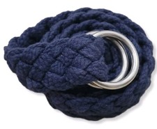 New Vintage Polo Ralph Lauren Men's Braided Navy Blue 45" O-Ring Belt