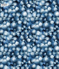 Beach Cotton Quilt fabric Timeless Treasures BTY Sea Shells on Blue CD1871