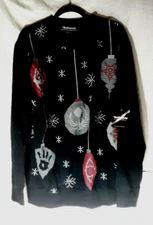 Skyrim Ornament Holiday Fleece Black Pullover Sweat Shirt Size Medium